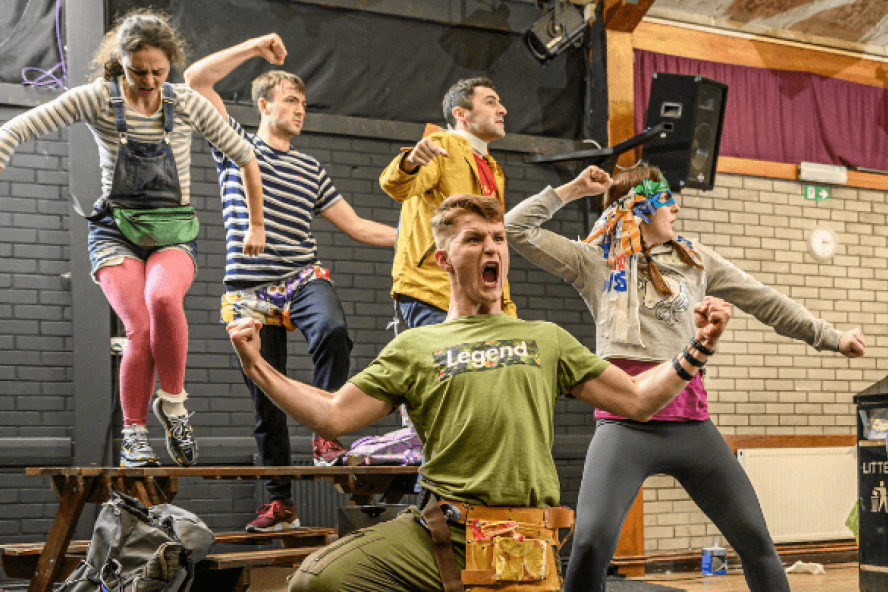 A group of actors rehearse the Lyric's Eco Project production.